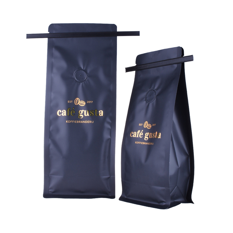 Eco-friendly Tin Tie Packaging 100% Biodegradable Flat Bottom Coffee Bag with Valve