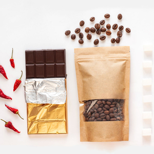 Custom Zip Lock Compostable Stand Up Kraft Paper Bags with Window for Specialty Coffee