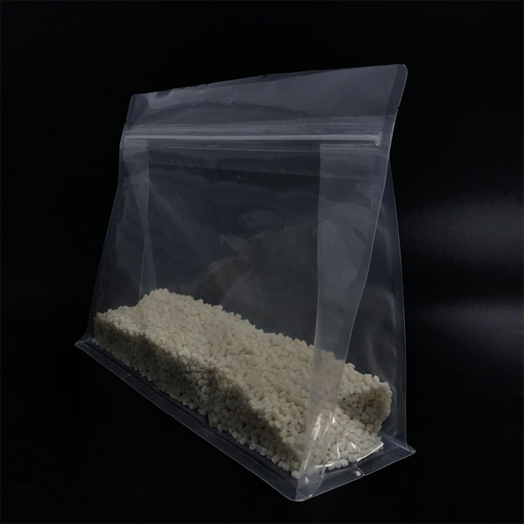 Recyclable 250g 1000g Transparent Square Bottom Bag with Zipper