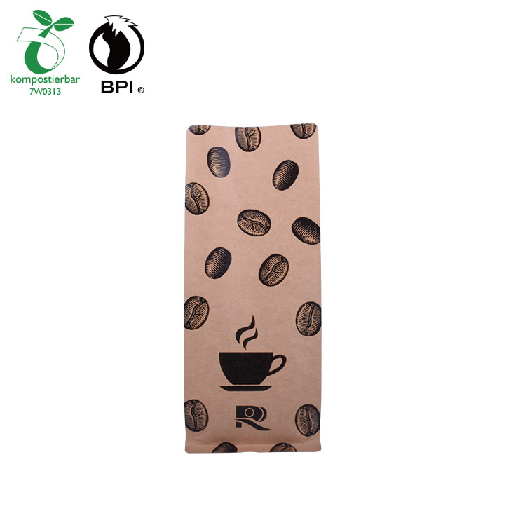 Biodegradable Flat Bottom Empty Coffee Bag with Valve