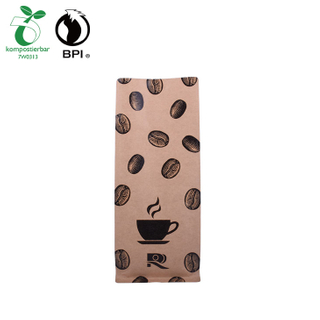 Compostable Customized Coffee Bean Packaging Flat Bottom Pouch With Zipper