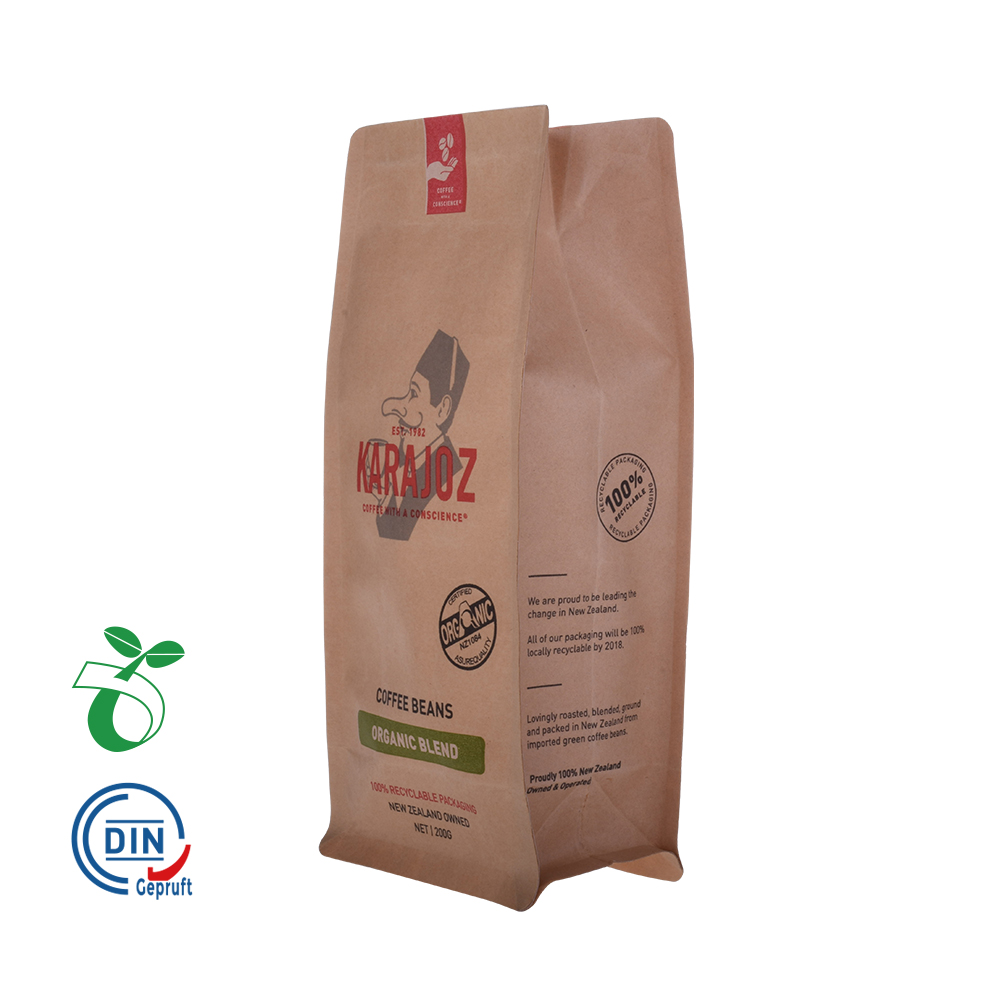 Flat Bottom Biodegradable Compostable Paper Coffee Bag
