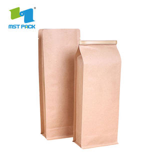 Eco Biodegradable Resealable Food Grade Moisture Proof Zipper Top One-Way Degassing Valve Coffee Packaging Paper Bags