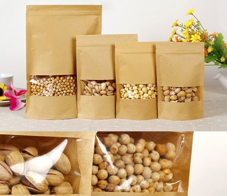 Custom Printed Biodegradable and Compostable PLA Zipper Food Packaging Pouch Kraft Paper Bag for Coffee Tea