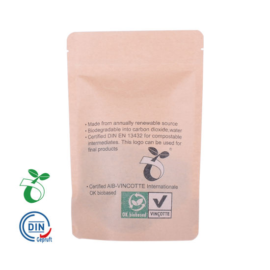 Custom Print Food Packaging Bags Corn Starch Bio Degradable Compostable Pouch 100% Recycle Fsc Paper Bag