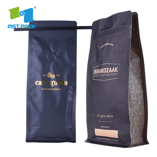 Customized Printing Flat Bottom Gusset Compostablee Custom Printed Aluminum Foil Biodegradable Coffee Bean Bags Packaging