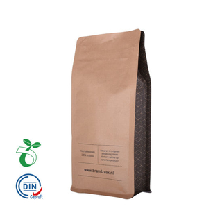 Custom Printed Eco Friendly Biodegradable Compostable Tea Coffee Brown Kraft Paper Pouch Bag