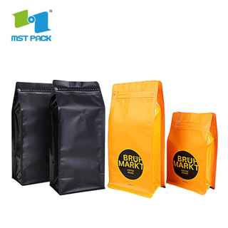 Wholesale Customized Laminated Material Square Bottom Flexible Eco Aluminum Foiled Packaging Biodegradable Degassing Valve Coffee Bags with Logo Printed