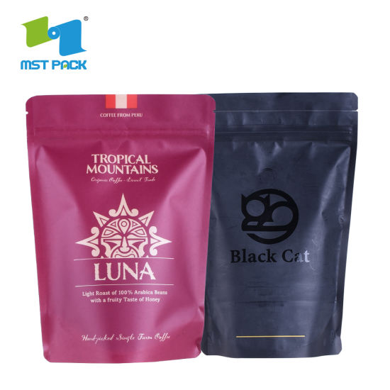 Compostable Customized Laminateld Supplier Recyclable Custom Printing Empty Al Foil Biodegradable Ziplock Vacuum Heal Sealed Coffee Bags 250g with Valve