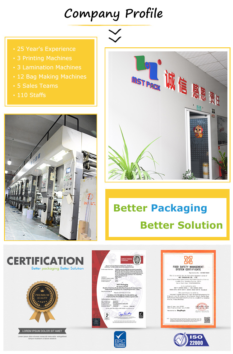 Custom Printed Block Bottom Compostable Zip Lock Bag Factory China