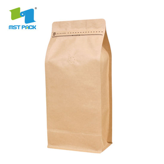 Custom Color Printing Laminated Biodegradable Food Grade Packaging Compostable Eco Craft Paper Aluminium Foil Coffee Bag Flat Bottom