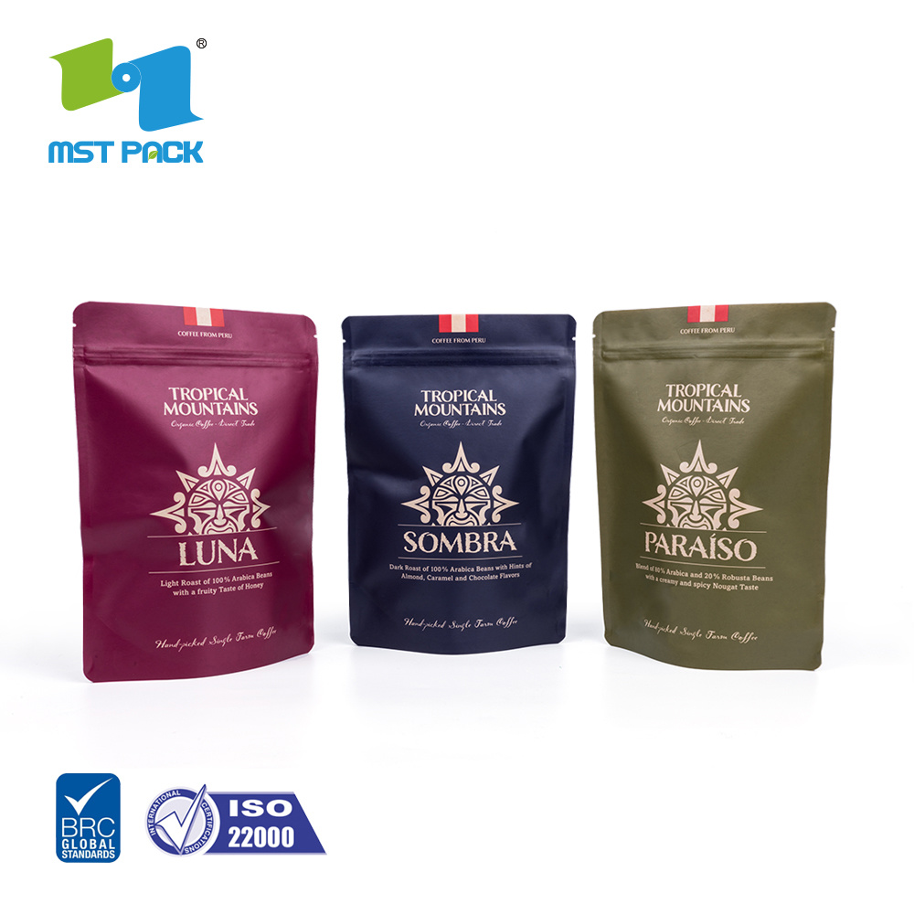 Eco-Friendly Recycle Food Packaging Compostable Paper Resealable Biodegradable Tea Bag with Zipper
