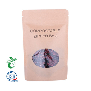Biologisk nedbrytbar glidelåsemballasjevesker Eco Friendly Compostable Food Packaging Recycle Craft Paper Poss With Window