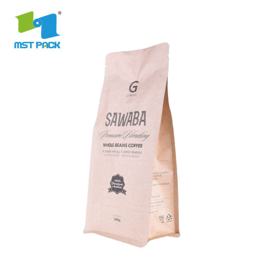 Eco Biodégradable Food Food Grade Proof Proodif Huzture Top Top Ugsing Valve Valve Papier d'emballage Coffee Emballage