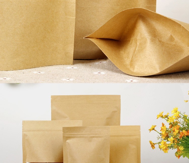 Custom Printed Biodegradable and Compostable PLA Zipper Food Packaging Pouch Kraft Paper Bag for Coffee Tea