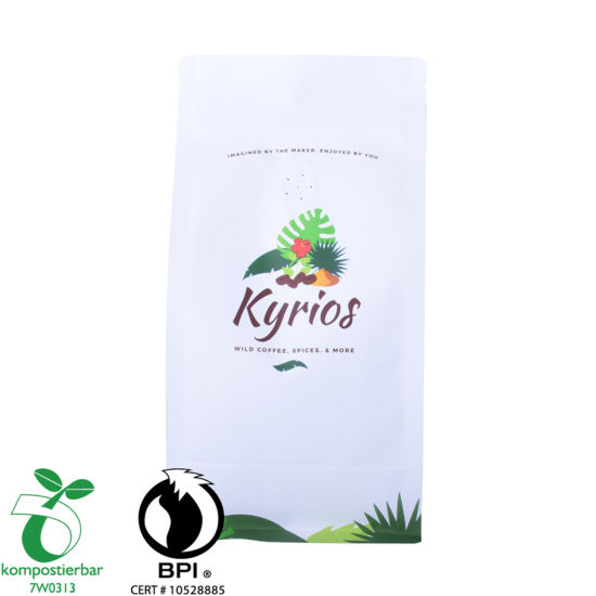 OEM Kraft Paper Square Bottom Resealable Packaging Gusset Pouch Coffee Bean Tintie Recycle Bag
