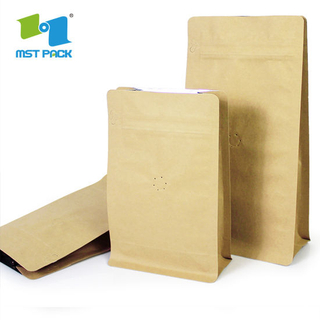 Eco Friendly Compostable Packaging Kraft Paper PLA Biodegradable Coffee Bag with Valve