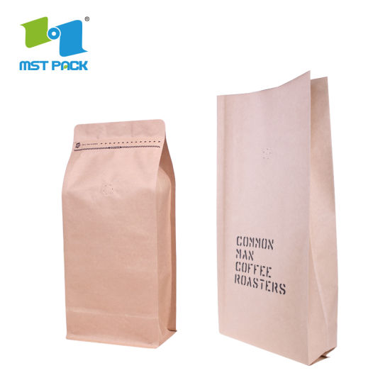 Eco Biodégradable Food Food Grade Proof Proodif Huzture Top Top Ugsing Valve Valve Papier d'emballage Coffee Emballage