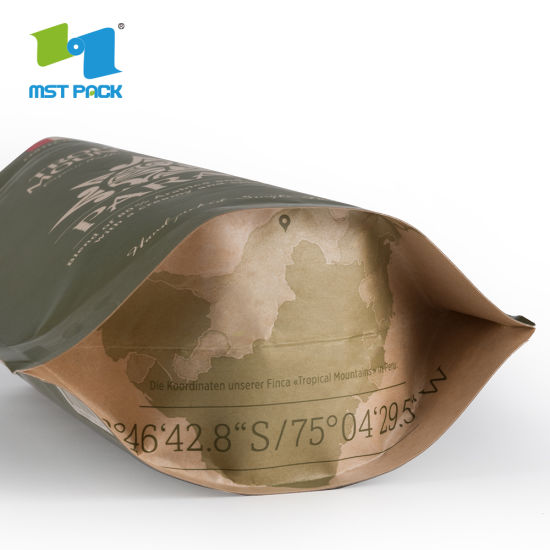 Eco-Friendly Recycle Food Packaging Compostable Paper Resealable Biodegradable Tea Bag with Zipper