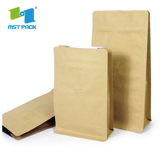 FDA Standard Custom Compostable Einweg-Ventil-Lebensmittel-Verpackung Laminatter Aluminiumfolie Privatdarsteller Biologisch abbaubarer Kaffeebeutel für Großhandel