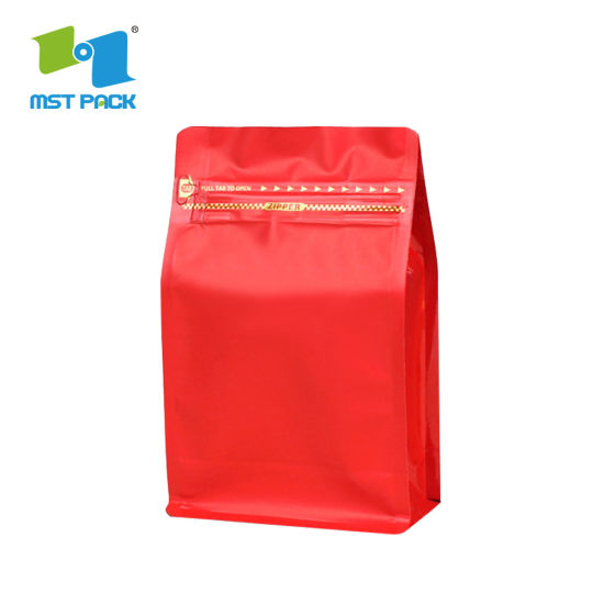 Heat Seal Foil Lined Custom Printed Biodegradable Mylar Foil Coffee Packaging Flat Block Bottom Pouches with Valve