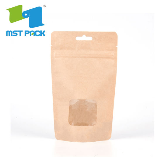 Compostable Strong Sealing Aluminum Foil Lined Tin Tie Waterproof Eco Biodegradable Kraft Paper Coffee Bag with Zip Lock