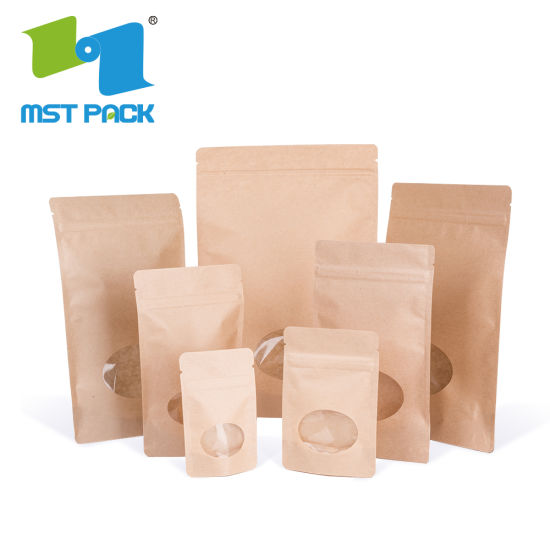 Custom Printing Round Bottom Coffee Bean Biodegradable Packaging Bags Stand Up Pouches Dengan Ziplock dan Window