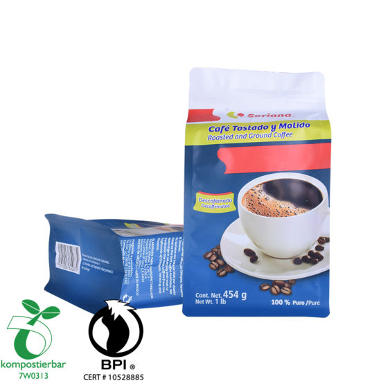 Food Grade Box Bottom Foil Coffee Bag with Valve Manufacturer China