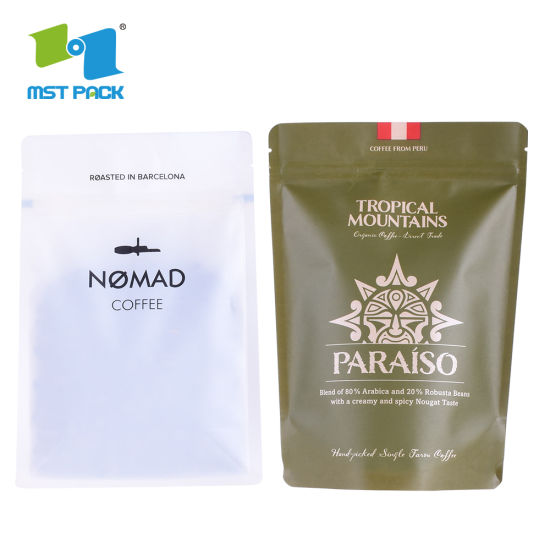 Compostable Customized Laminateld Supplier Recyclable Custom Printing Empty Al Foil Biodegradable Ziplock Vacuum Heal Sealed Coffee Bags 250g with Valve