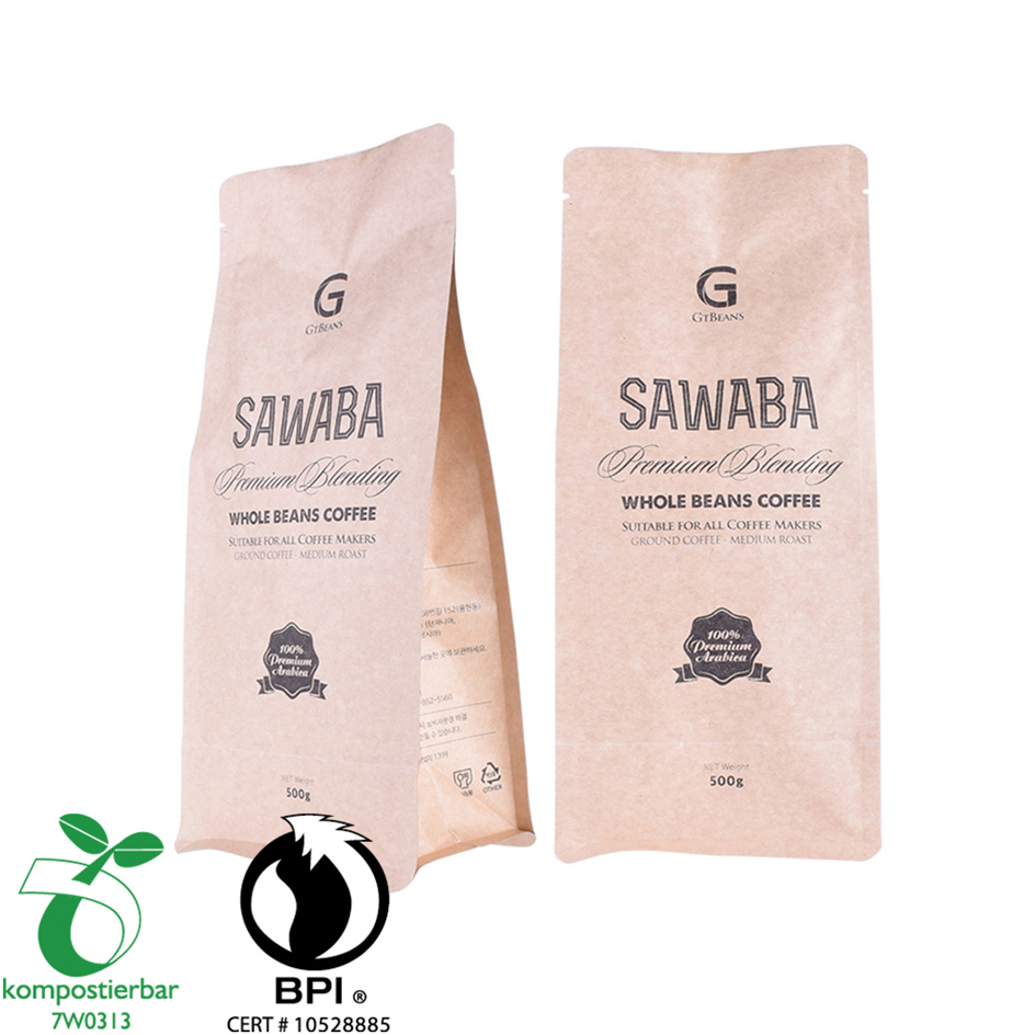 Eco Flat Bottom Heat Seal Foil Lined Kraft Paper Coffee Packaging Bag Manufacturer in China