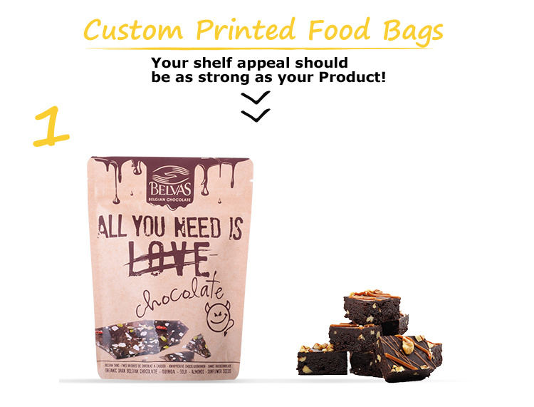 Custom Printed Block Bottom Compostable Zip Lock Bag Factory China