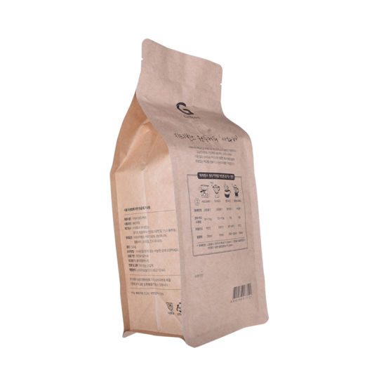 Biodegradable Quad Sealed Coffee Bag Side Gusset Quad Seal Kraft Coffee Bag Eight Side Seal Kraft Coffee Bag