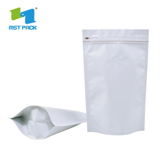 Recyclable Flat Bottom Foil Heat Seal Biodegradable One Way Valve Packaging Compostable Plastic Aluminum Foil Bag for Packing Coffee