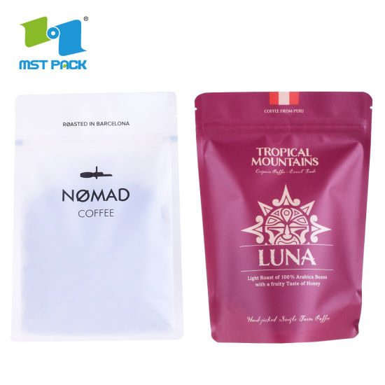 Compostable Customized Laminateld Supplier Recyclable Custom Printing Empty Al Foil Biodegradable Ziplock Vacuum Heal Sealed Coffee Bags 250g with Valve