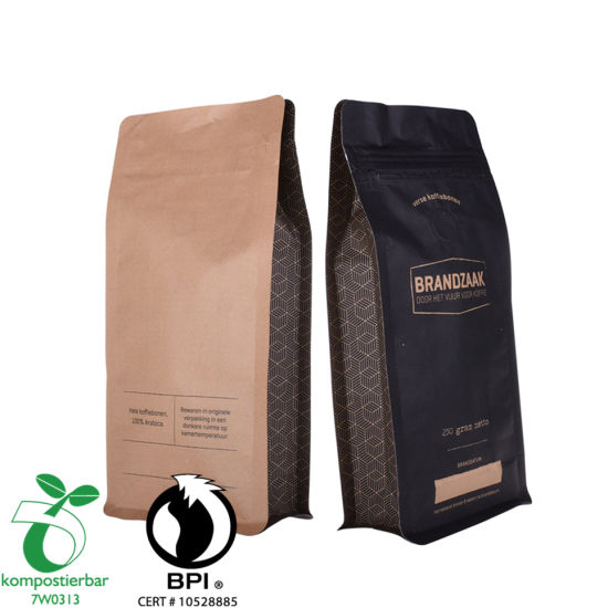Zipper Box Bottom Biodegradable Valve Coffee Bag Manufacturer China