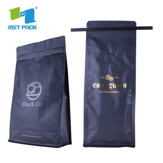 Canada Coffee Packaging Companies Supply Eco Friendly Biodegradable Flat Bottom Coffee Bean Packaging Bag Wholesale
