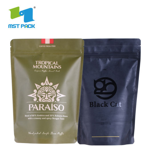 Compostable Customized Laminateld Supplier Recyclable Custom Printing Empty Al Foil Biodegradable Ziplock Vacuum Heal Sealed Coffee Bags 250g with Valve