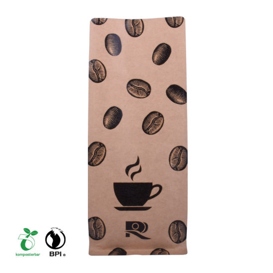 100% Bio-degradable coffee bag with zip lock and valve / Compostable Packaging Zip lock Coffee Bag with Valve