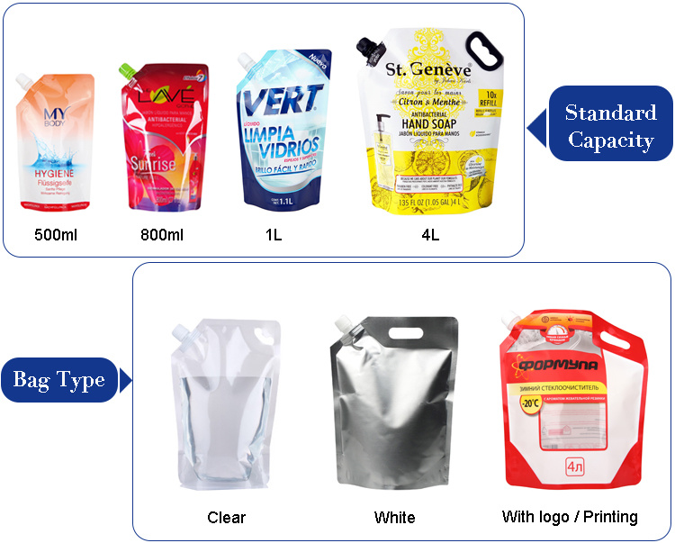 Foil Stand Up Liquid Emballage Juice Jelly Spout Sacch Sac